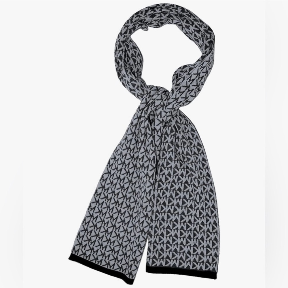 Michael Women's Kors Black and Gray Patterned Scarf Size OS